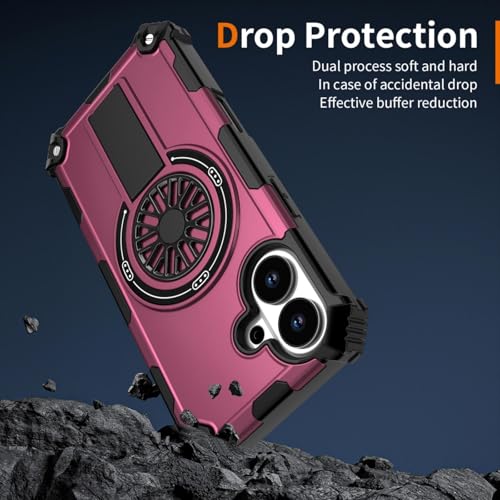 Image of Hupshy iPhone 16 Back Cover with Camera Protection Rings, Kickstand-Matte /Anti, Non-Slip, Camera Glass Protection,Transparent Shockproof Cover for iPhone 16 (Purple 3)
