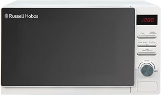 Russell Hobbs RHM2079A Digitale Solo-Mikrowelle, 20 L, 800 W, 5 Leistungsstufen, automatisches Auftauen, 8 automatische Kochmenüs, Uhr und Timer, einfache Reinigung, Weiß