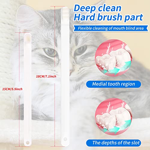 Image of 2 Pack Soft Cat Toothbrush with 360-degree Head | Safe, Effective and Deep Pet Teeth Cleaning, Brush Away Bad Breath, Food Grade Silicone (White, 2 pcs)