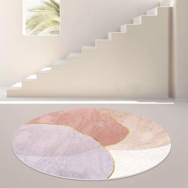 Tapis rond girly haut de gamme de 130 cm pour décoration intérieure chic