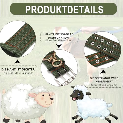 4 Stück Verstellbares Dickes Hundehalsband, Tierhalsband, Schafhalsband, Hundehalsband Canvas Halsband, Verstellbares Schafhalsband, für Pferd, Rind, Hund, Kamel, Bitte überprüfen sie die größe(XL)