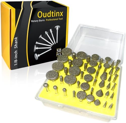 50pcs Diamond Coated Grinding Head Grinding Burrs Set for Dremel Rotary Tool