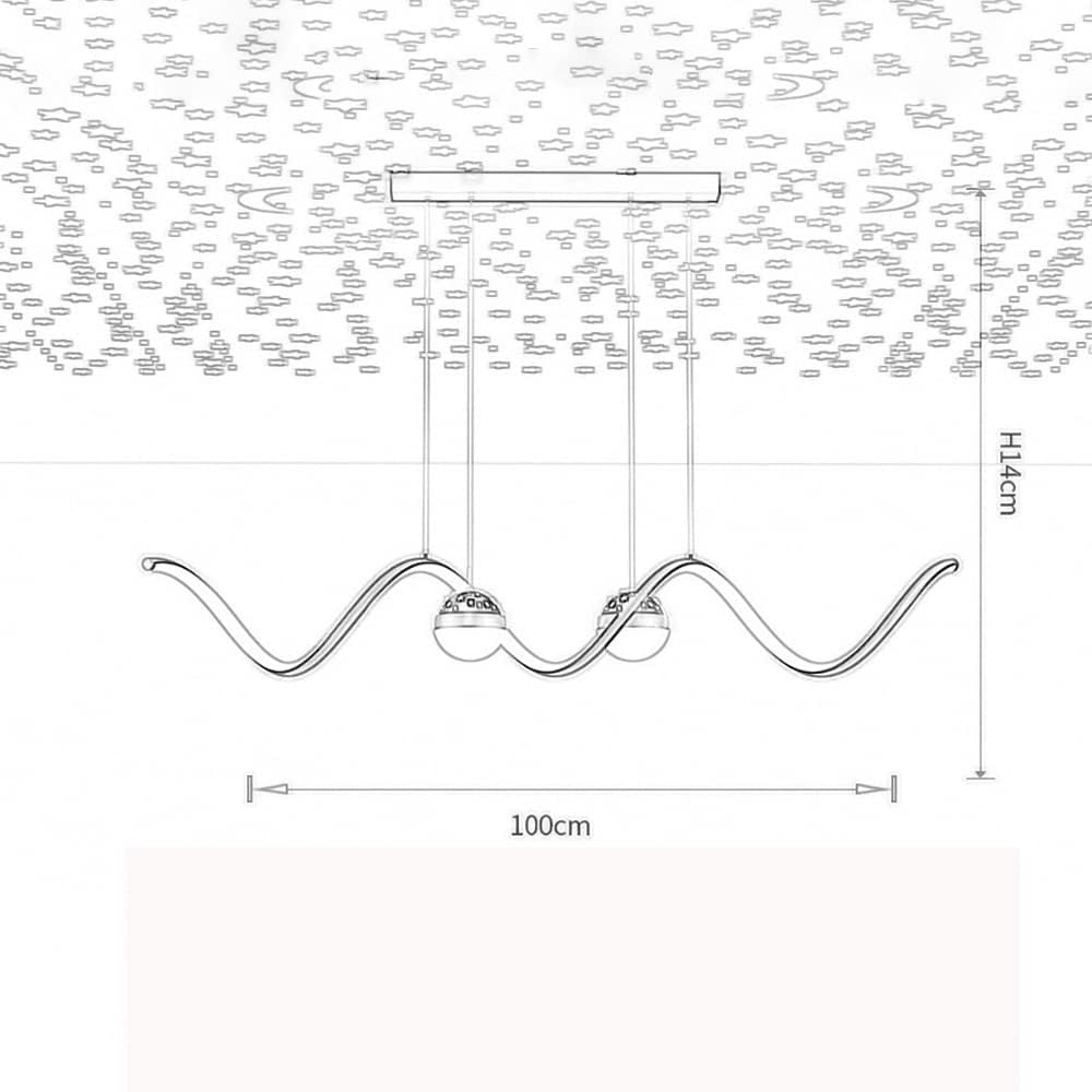 Metal Linear Pendant Light with 2*Glass Ball Lighting Fixtures, Modern 30W Dimmable LED Decorative Hanging Lights, Kitchen Island Strip Suspension Lamp, Living Room Chandeliers