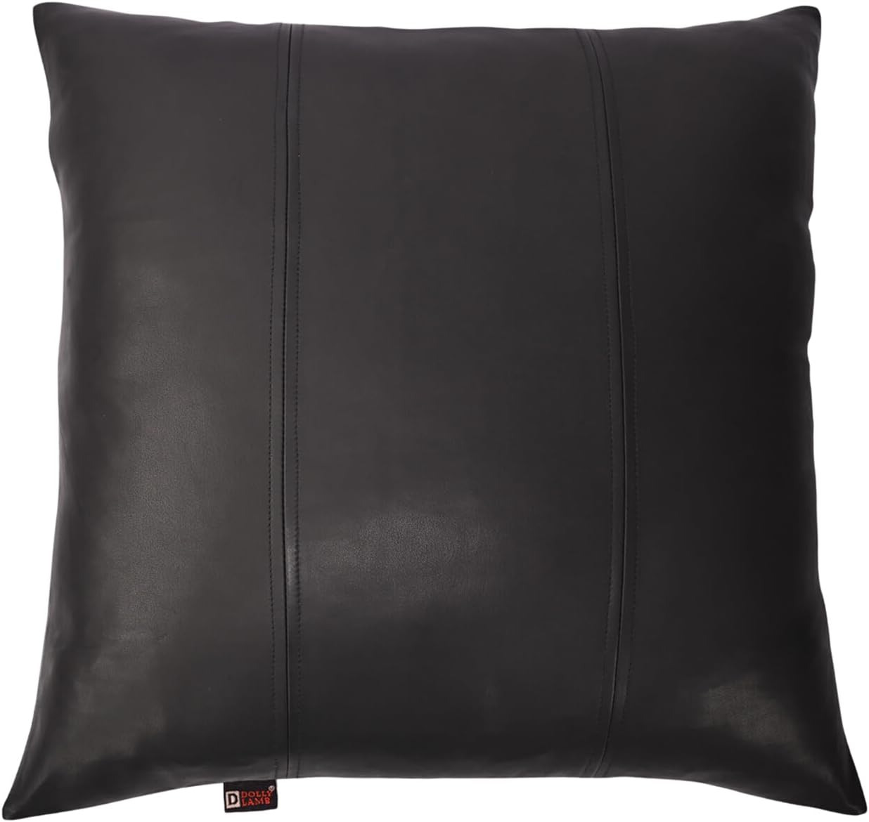 D DOLLY LAMB Lambskin Leather Pillow Cover - Sofa Cushion Case - Decorative Throw Covers for Living Room & Bedroom, 16x16 Inches - Black Pack of 2