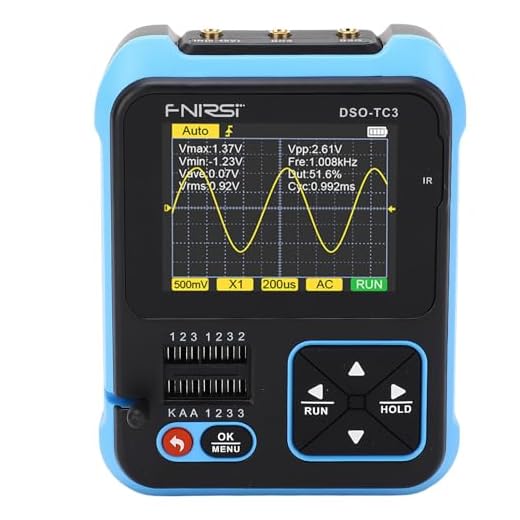 Handheld Digital Oscilloscope, 3 in 1 Mini Digital Oscilloscope Transistor Tester LCR Table 500 kHz 10MSa,s with 2.4 TFT Backlight Display for Automobile Maintenance (High Configuration)