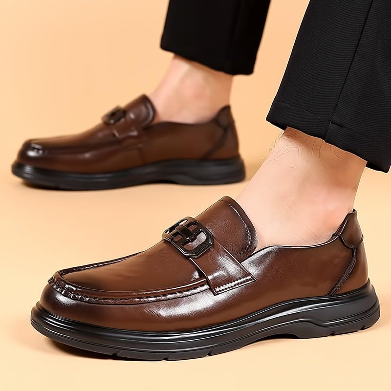 Men's Classic Leather Dress Shoes Modern Business Casual Slip-On Oxford Derby Breathable Lightweight Sole2