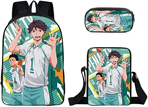 ZSBoBo Haikyuu The Backpack es un Conjunto de Tres Piezas en el Que la Mochila está Bien Hecha y el patrón está de Moda y lo Que a Sus Hijos Les Encanta Cover
