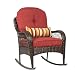 Better Homes and Gardens Azalea Ridge Porch Deck and Patio Rocking Chair All Weather Outdoor Wicker Rocker Furniture, 37" h, Seat Depth 19.75" (Brown)