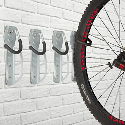 Soportes de bicicleta para pared plegables en set de 4 ganchos grises hasta 25 kg 4
