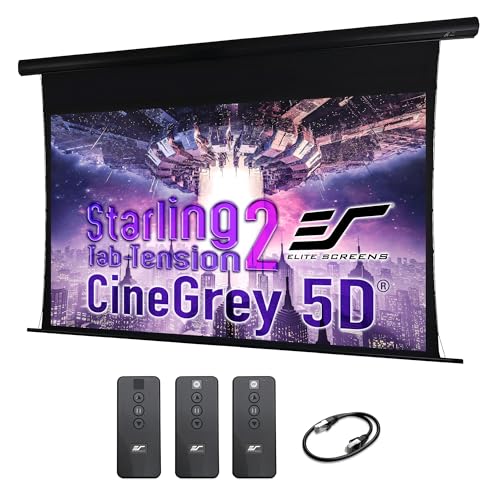 Image of Elite Screens Starling Tab-Tension 2 CineGrey 5D, 120 inch 16:9, Ceiling and Ambient Light Rejecting Electric Projector Screen Programmed Remote Kit, CineGrey 5D Projection Material, STT120U2HD5-E12