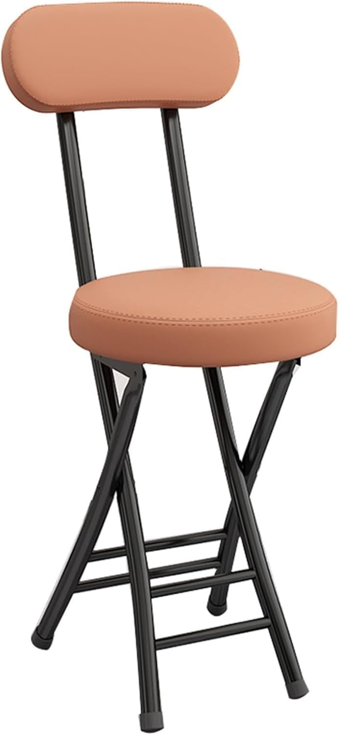 Chaise de bar ronde pliable de style moderne rembourrée en cuir avec dossier