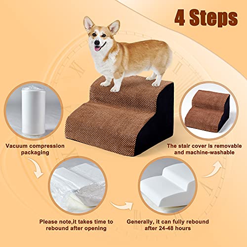 Maloroy 2 Tiers Foam Dog Ramps, Dog Stairs Ladder Pet Ramp Stairs Non-Slip Pet Step For Older Dogs, Pet With Joint Pain, Sofa Bed Ladder For Cats （Brown） #TOP2