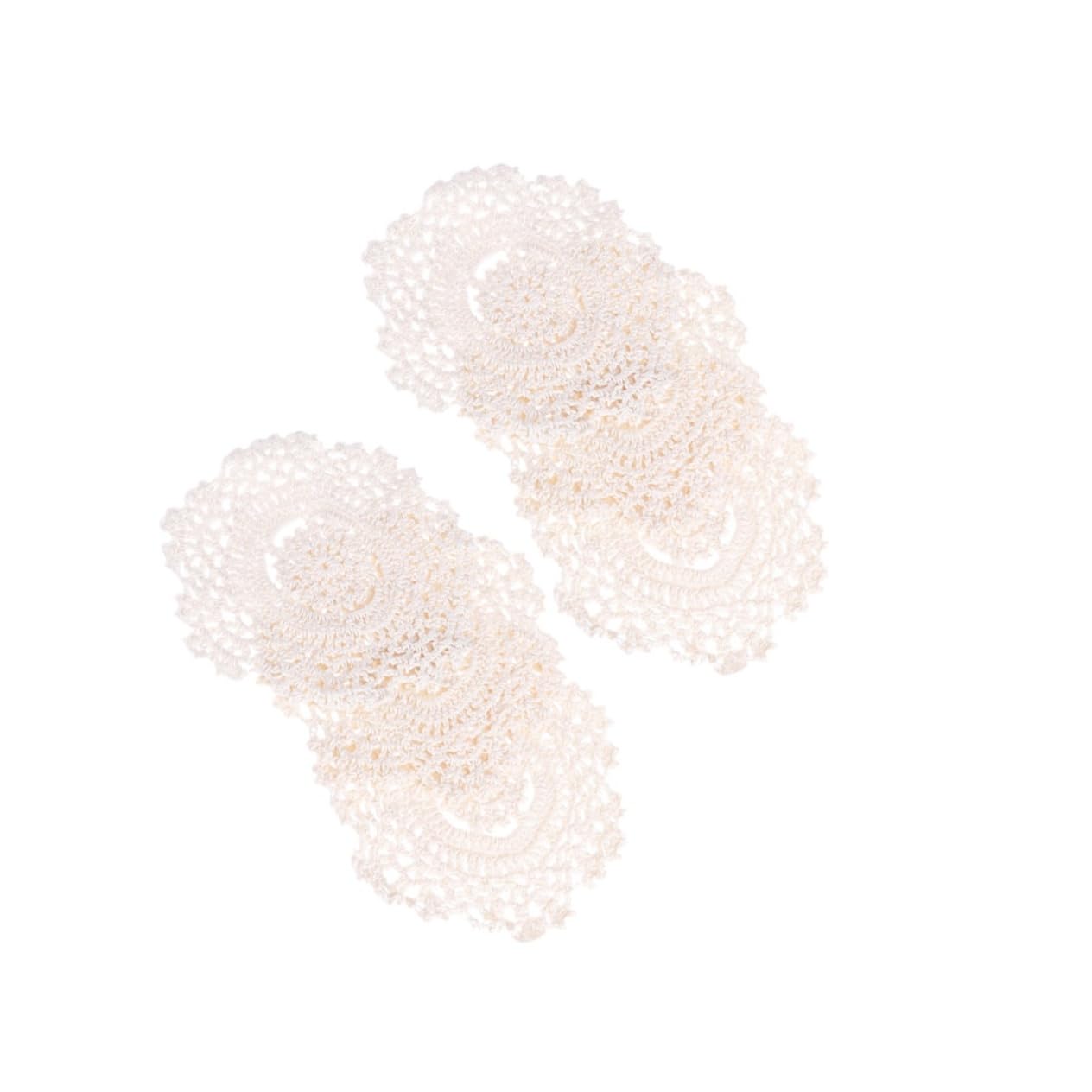 Unomor 6 Pcs Cotton Tablecloth Cup Holder Coasters Lace Table Cloth Handmade Lace Coasters Mug Pad Wedding Lace Doilies Round Lace Crochet Cup Mats Pot Rack Tie Flowers Roller Coaster