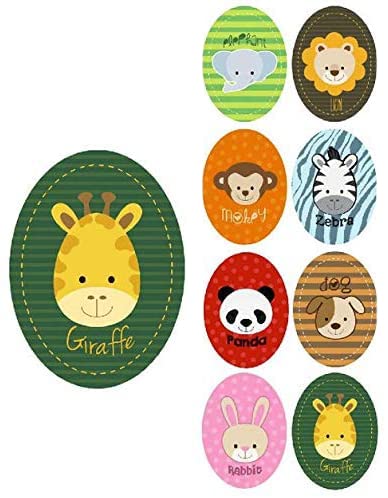 8 Screen-Printed Iron-on Patches for Children's Clothing. Heat-Seal Patches for Repairing and Decorating Trousers, Jackets, Sweaters, Backpacks, etc. (Animal) โ image 1