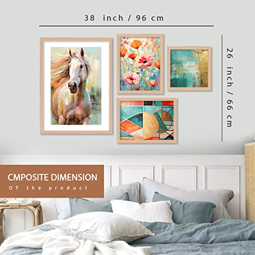 Image of kotart Aesthetic Modern Wall Decor Paintings with Frame for Home Decoration - Painting for Living Room Bedroom - Painting for Wall Decoration (14 x 18 inch) Set of 4 (Classic Wall Painting, 18)