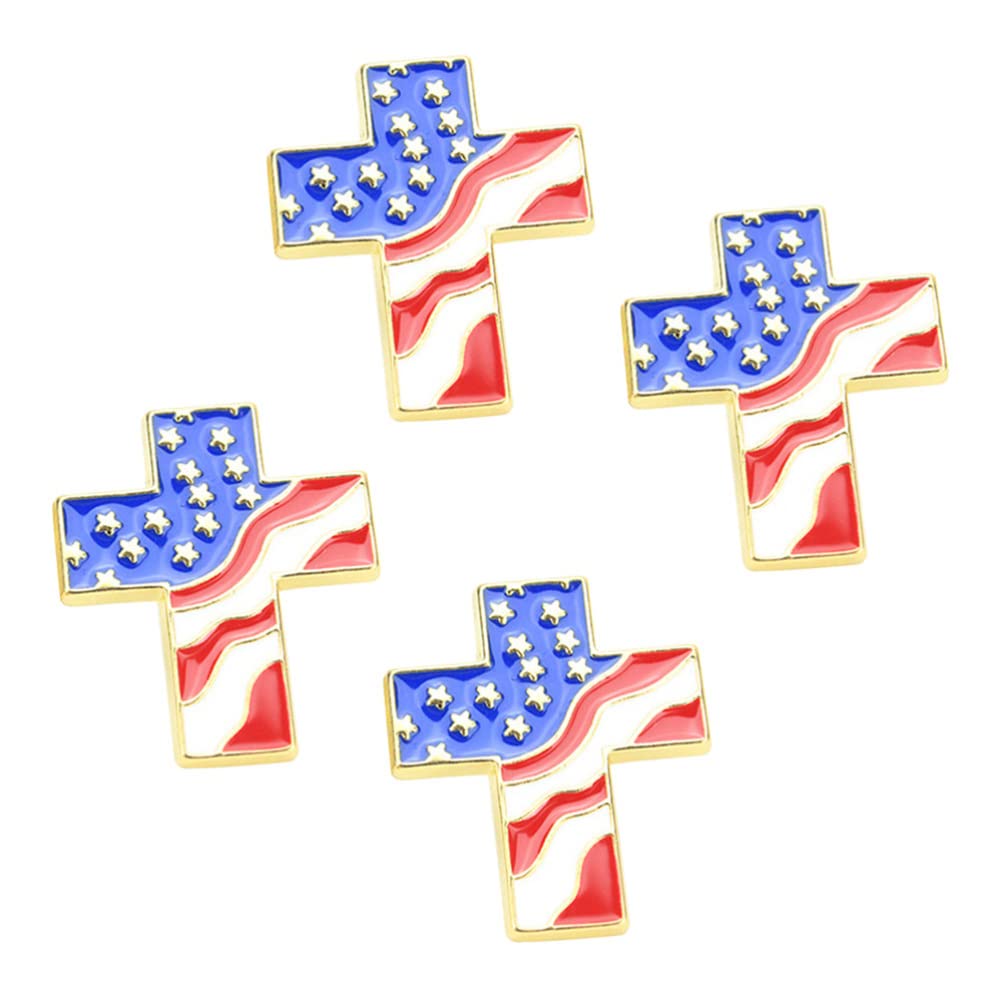 Amerykańska przypinka do klapy 4 szt. amerykańska flaga broszka Amerykański Dzień Niepodległości Krzyż Przypinka do klapy Flaga USA Patriotyczna biżuteria na 4 lipca Akcesoria kostiumowe Amerykańska