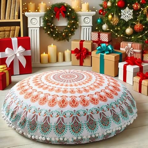 Codi 32 Inch Round Floor Pillow with Memory Foam Cover