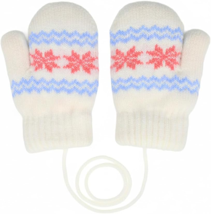 Baby & Toddler Winter Snow Mittens - Snowflake Pattern Gloves for Girls Cold Weather Gloves fit for 0-2T