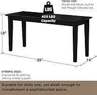 Vista 2 de International Concepts - Banco estilo coctelera, 39 pulgadas de ancho, madera de parawood maciza, sin terminar