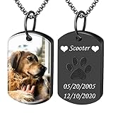 Fanery sue Personalized Ash Necklace for Dog, Custom Photo&Text Pet/Dog Urn Necklace for Ashes, Cust
