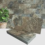 AULIGET 20-Piece Beige & Brown Slate Peel and Stick Backsplash Wall Tiles, 6' x 12' PVC Faux Stone Stick on Tiles Backsplash Kitchen