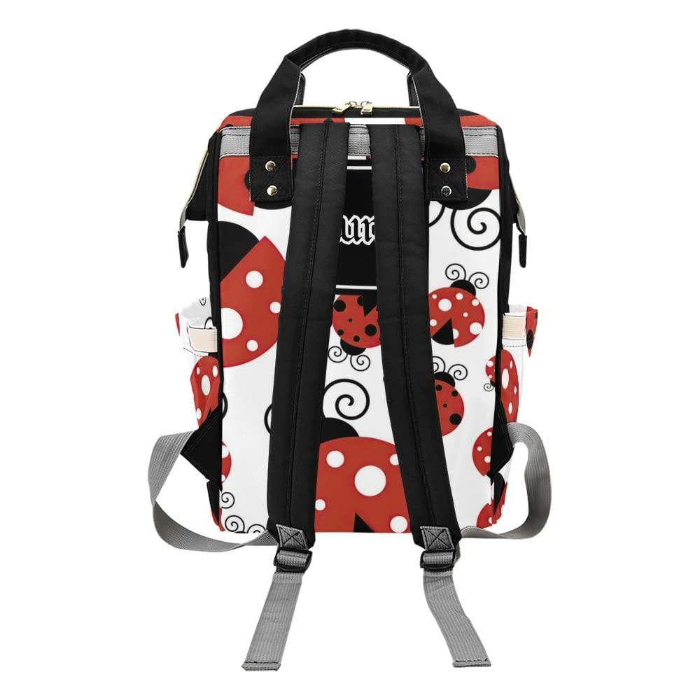 Personalized Ladybug Diaper Bag Backpack with Name Custom Mommy Nursing Baby Bags Nappy Bag Travel Daypack for Woman Gifts