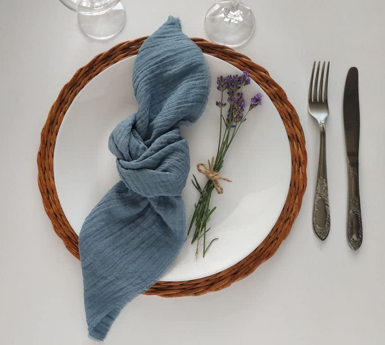 PORI Runner da tavola in Garza di Cotone Rosa Verde Beige Blu con Decorazione per Feste di Matrimonio