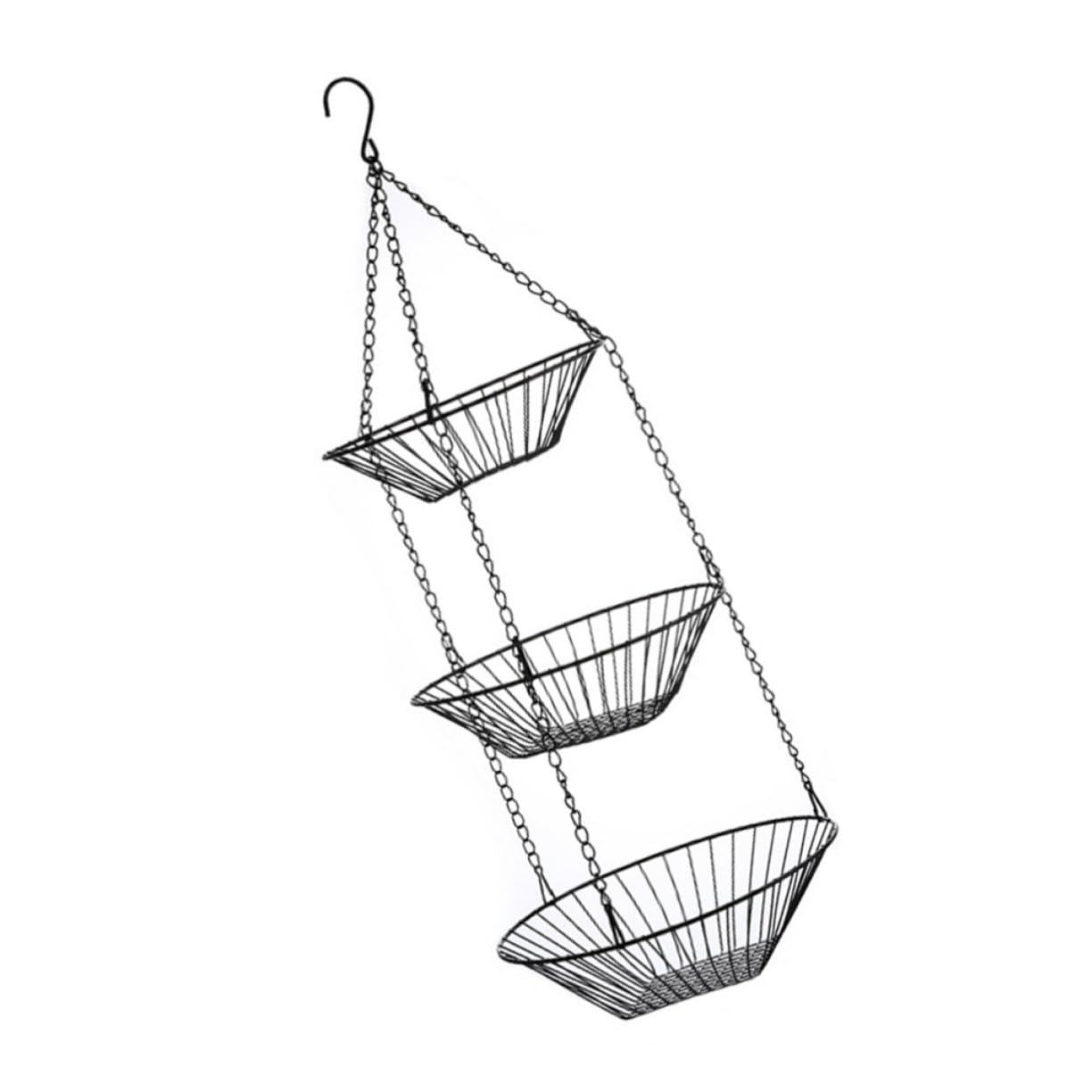 Cesta colgante de hierro para fruta y rincón de café en el hogar