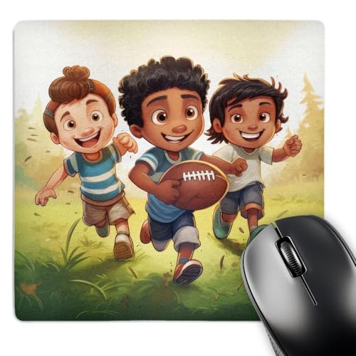3dRose an Illustration of Three Young Children Running with a Football. - Mouse Pads (mp-384824-1)