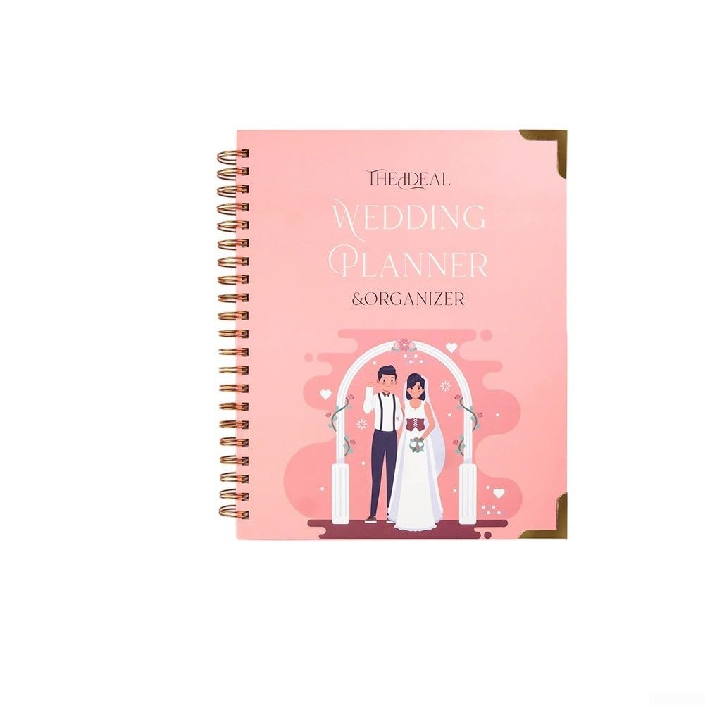 Hochzeitsplaner-Organizer-Buch für Bräute, 12-monatiger Countdown mit benutzerdefinierten Abschnitten, monatliche wöchentliche Aufgaben-Checklisten, Kunstledereinband, tragbar, 29 x 23,4 cm
