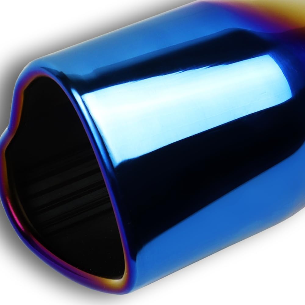 W-POWER Universal Heart Shaped 1.5-2.25 inch Curved Exhaust Tips, Chrome-Plated Finish Bolt On Design Exhaust Tips for 1.75"/2"/2.25" Outside Diameter Tailpipes (Curved - Burnt Blue)