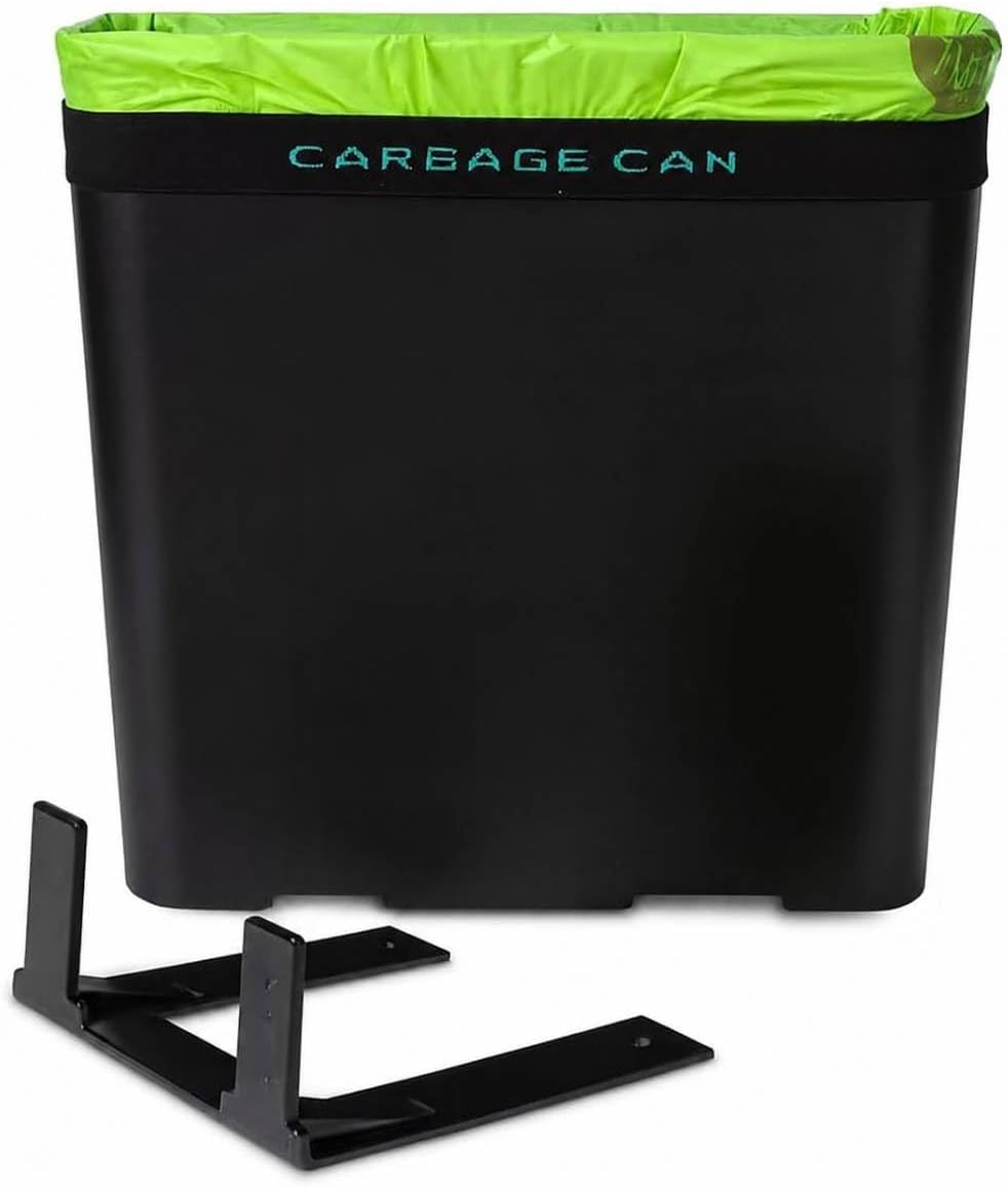 Car Trash Can for Car, Leakproof Garbage Bin with Mat Clip, Black
