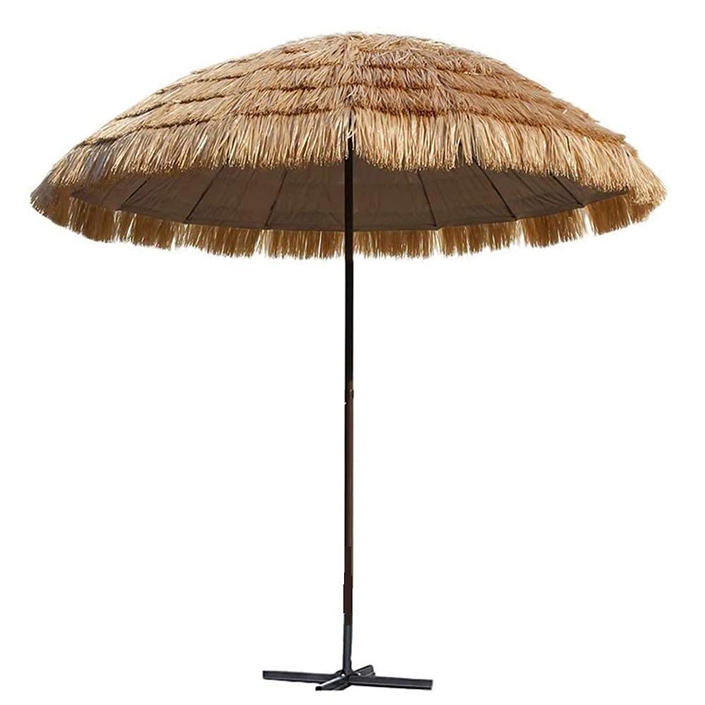 Sombrilla de jardín portátil para Patio Sombrilla para Patio al Aire Libre Sombrilla de Playa Hawaiana Redonda Plegable Que Ahorra Espacio con función de inclinación para Uso Comercial y de Consumo