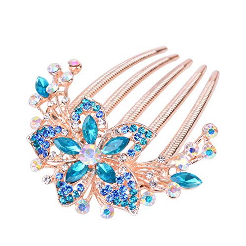 Sankuwen Flower Rhinestones Hair Combs Accessories,Perfect Mother's Day Gifts,Brithday Gifts (Blue) #TOP7