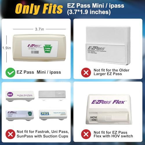 Image of EZ Pass Holder, EZ Pass Holder for Windshield, Transponder Holder for Car with Removable Suction Cups, Toll Pass Holder for EZ Pass Mini /iPass, Install without Peeling off Velcro (Clear, 1Pack)