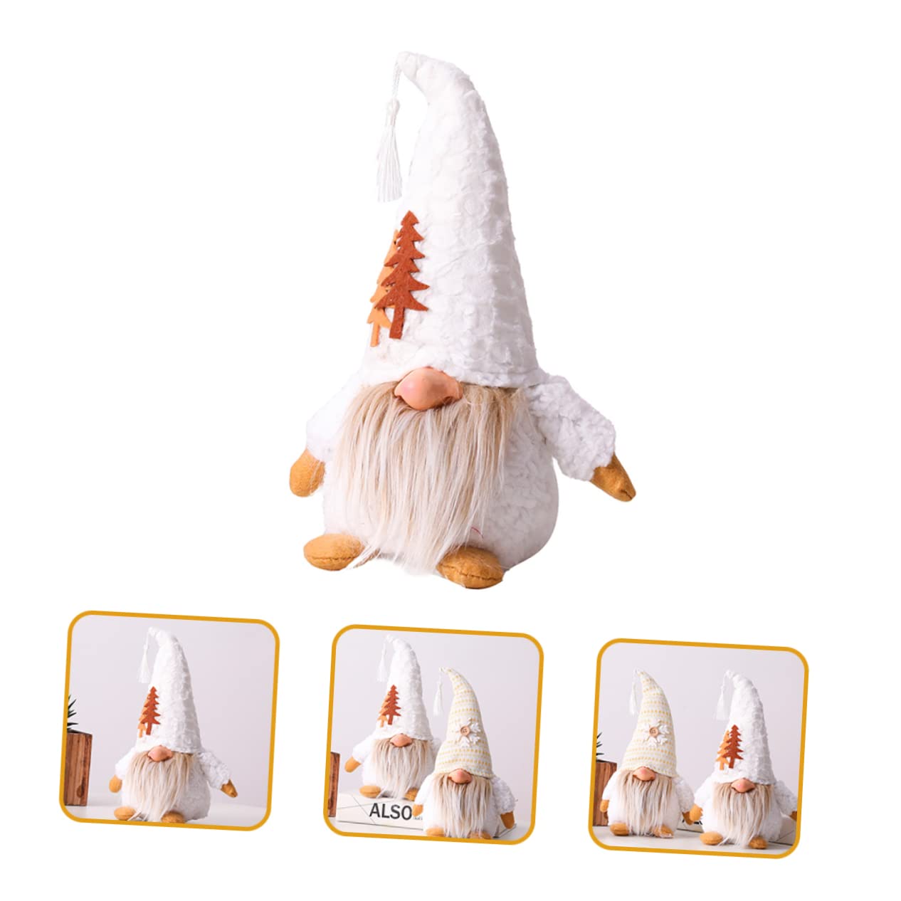 TOPBATHY 4 Stück GNOME Schmuckstücke weihnachtsdeko weihnachtsgnom Wichteldekorationen für Zuhause draußen Stoffzwerge Dekorationen Ornament Festival-Zwerg- Makramee-Schnur 4mm Weiß