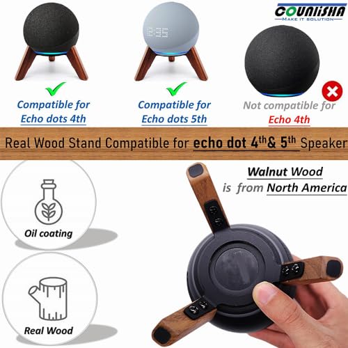 image for Counlisha Real Wood Stand for Echo Dots(4th Gen)(5th Gen),Tripod Acces