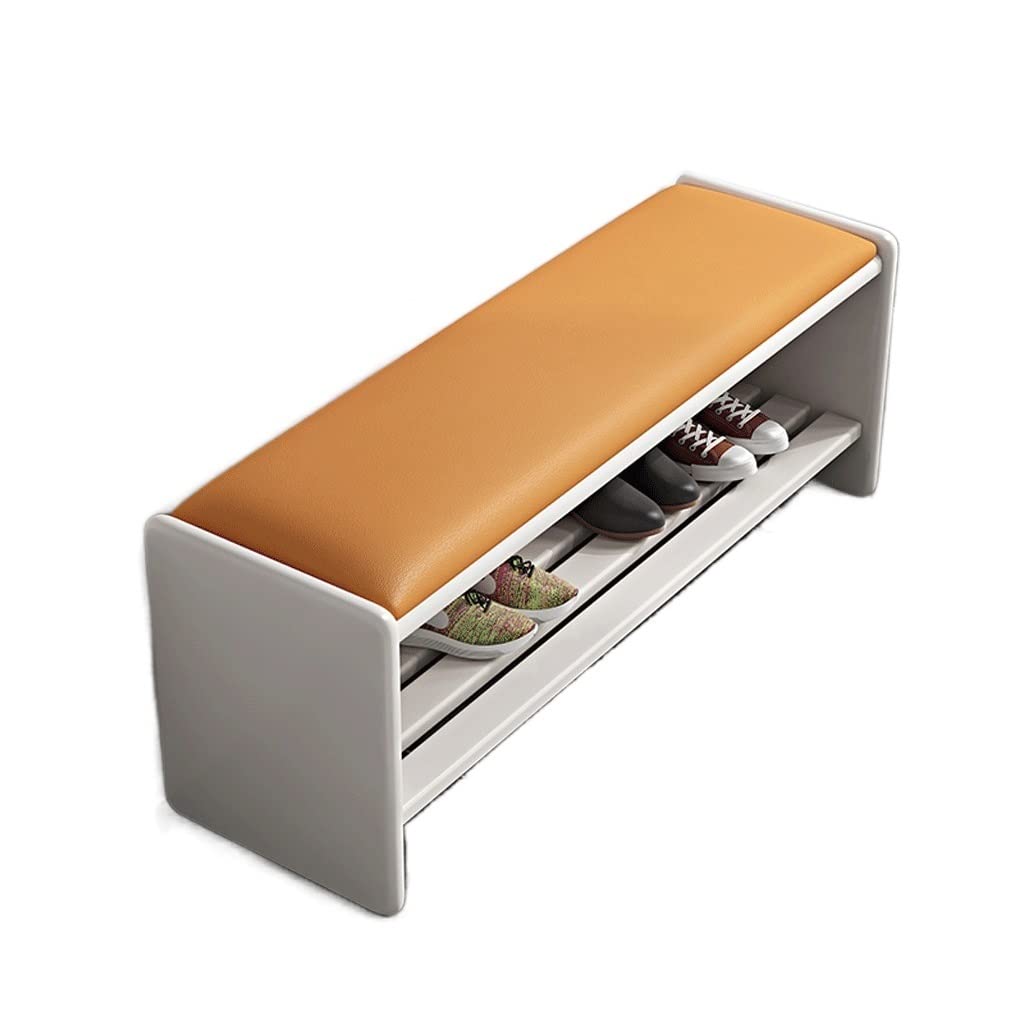 Tabouret à chaussures long avec grand coffre de rangement pour couloir