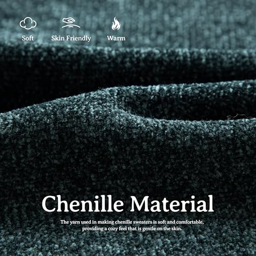 Image of Simple&Opulence Women's Chenille Sweater Crewneck Long Sleeve Pullover Ribbed Cuff Hem Round Neck Jumper Tops