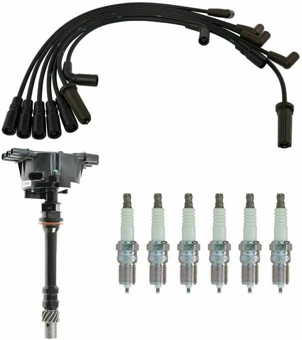 Distributor Spark Plug Wires & Spark Plugs Kit Compatible with GM Truck SUV Van