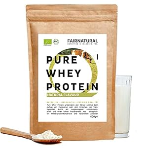 BIO Wei-eiwitpoeder Natural [uit Duitsland] zonder Soja – Hoogwaardige Biologische Proteïne Shakes ” Biologisch Gecertificeerd ” 600g Biologische Proteïne Poeder van Premium Wei-eiwit Poeder
