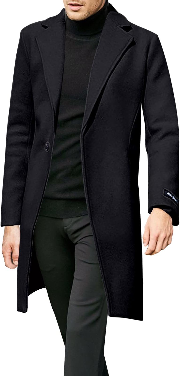 Men's Long Overcoat Wool Blend Classic Tailored Fit 3/4 Mid Length Coat Jacket Elegant Outwear Lapel Work Business Jacket Button Down Casual Peacoat Solid Color Cardigan Longline Windproof Overcoat