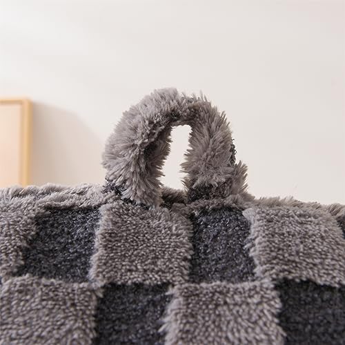 Image of Aimuan Reading Pillow Checkered Bed Rest Wedge Backrest Checkerboard Pillow with Arms Back Support for Sitting Up in Bed Cushion Incline Rest Sleeping Snoring Pillow (Dark Grey,Large)
