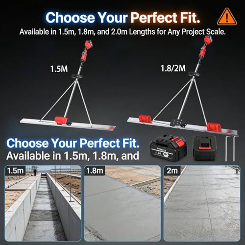 Herramienta de hormigón de pantalla eléctrica portátil, máquina de acabado vibratoria a batería con tablero de 5 pies 6 pies 6ft 6.5ft, motor sin escobas de 9 velocidades para un fácil suavizado de co