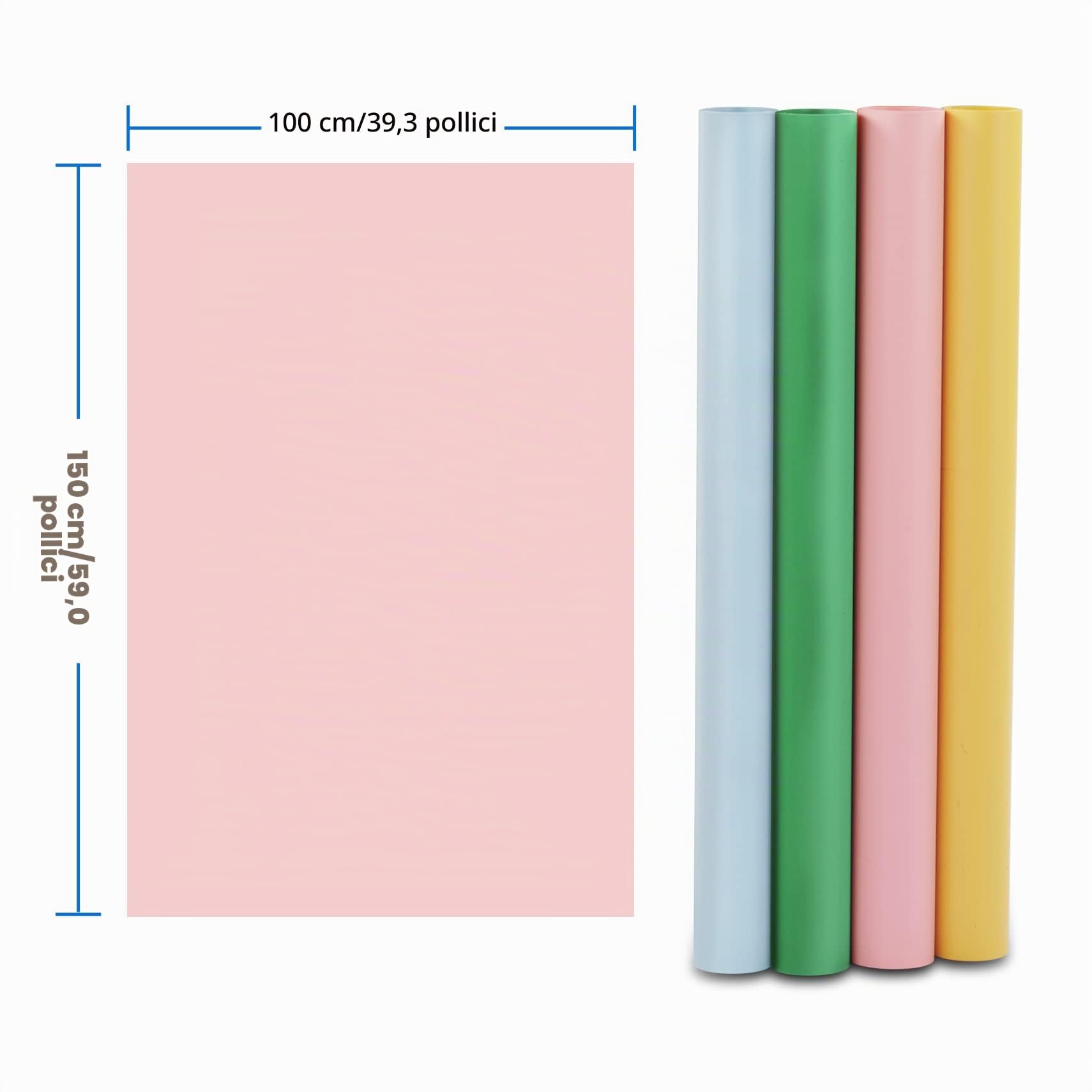 Selens Set di 4 tele di fondo in PVC, 100 x 150 cm | Rosa, blu, giallo, verde fresco, impermeabile, per fotografia, cibo, cosmetici, studio video