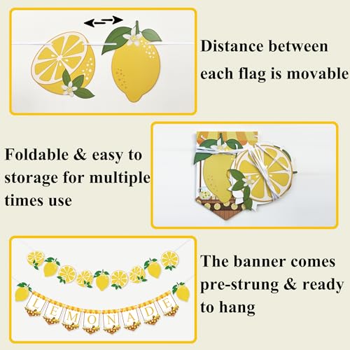 Image of Lemonade Stand Supplies Banner Lemonade Sign Lemon Garland | Lemon Party Decorations for Birthday, Baby Shower, Lemon Party Decor, Fruit Themed Favors