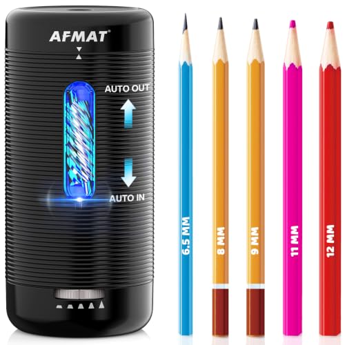 AFMAT Electric Pencil Sharpener Fully Automatic Pencil Sharpener Auto in & Out Rechargeable Hands-Free Sharpeners for Jumbo & Colored Pencils 6.5-12mm Portable for HomeClassroomOffice PSC2 product thumbnail 9