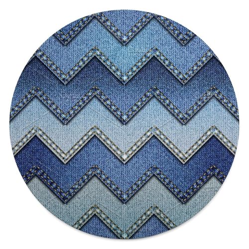 Couverture ronde flanelle denim bleu plaid 150 cm pour canapé - 2