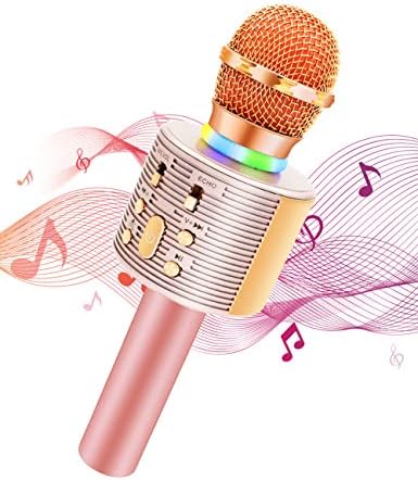 Wireless Karaoke Microphone with Speaker Pro, 3-in-1 Portable Handheld Karaoke Mic Home Party Birthday Gifts for Kids Speaker Machine for Android/ PC /phone(Rose Gold)