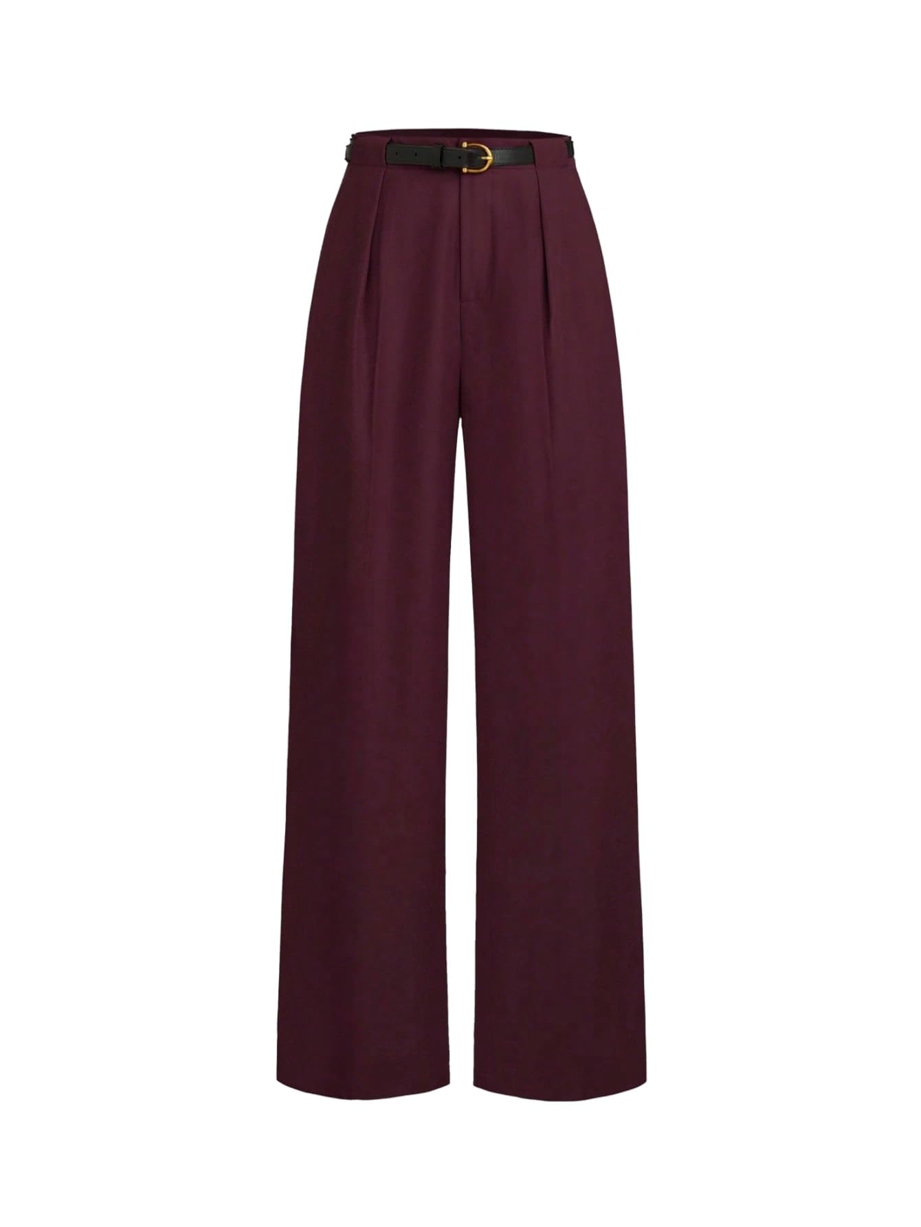 SOLY HUX Pantaloni da donna eleganti, a vita alta, per il tempo libero, con cintura, tinta unita, Palazzo, casual, per autunno